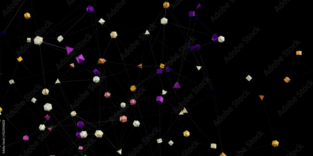 Leinwandbilder stock photo of an abstract network with interconnected geometric shapes. ideal for technology, conne