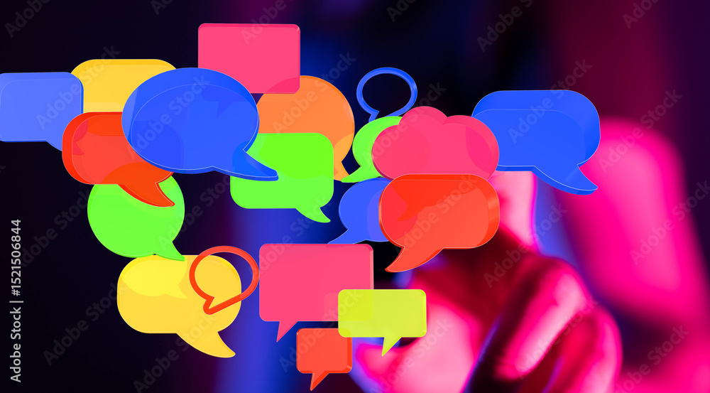 Aufkleber abstract image of colorful speech bubbles,perfect for communication, social media, and connection co