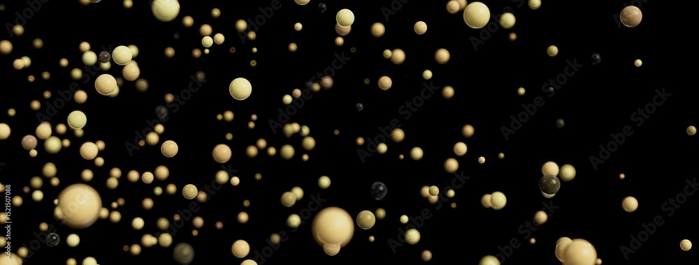 Aufkleber Elegant abstract background with many beige and black spheres floating on a black background. Perfect for presentations or websites.