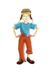 The village boy in hat with earflaps