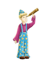 Astronomer boy with the spyglass