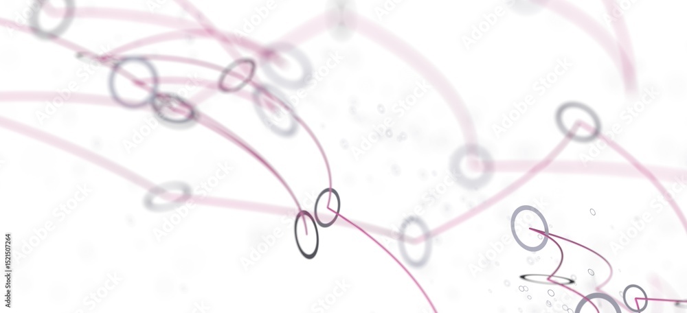 Poster abstract background image featuring interconnected pink lines and grey circles. perfect for technolo