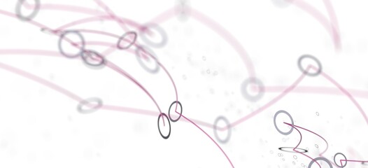 Abstract background image featuring interconnected pink lines and grey circles. Perfect for technology, network, or connection themes.