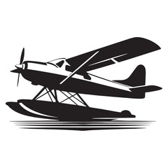 Dynamic Seaplane silhouette poised for landing – Seaplane illustration – Minimalist Seaplane vector – Vehicle silhouette

