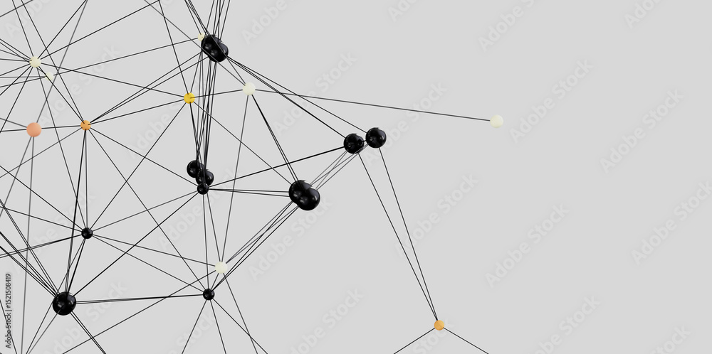 Poster Stock photo of an abstract network connection visualization.  Ideal for technology, communication, and connection themes.