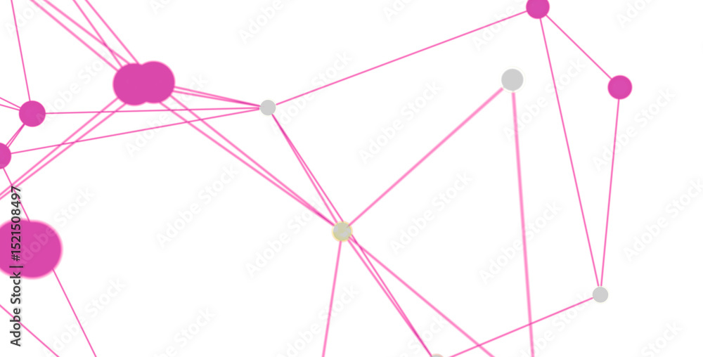 Poster Abstract background with pink and grey dots connected by lines.  Perfect for network, technology concepts.