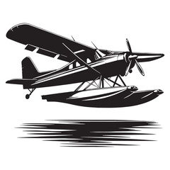 Minimalist Seaplane silhouette with smooth lines – Seaplane illustration – Minimalist Seaplane vector – Vehicle silhouette

