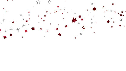 Beautiful image of red and silver stars on white background, perfect for holidays and celebrations.