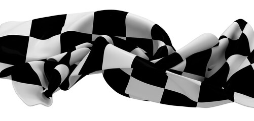 Black and white checkered racing flag, waving, dynamic, finish line.