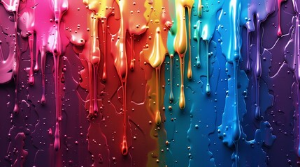 Abstract dripping paint design with vibrant colors,