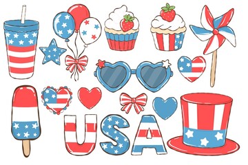 Cute USA Patriotic Clipart
.Patriotic Fourth of July Set
.Adorable American Flag Elements
.Whimsical USA Holiday Pack.
Sweet Independence Day Clipart