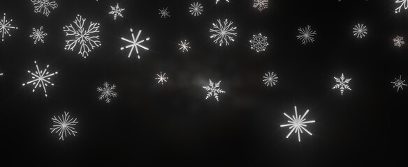 Snowflakes - Abstract Gold Star Falling Soft Focus Background, 3D rendering.