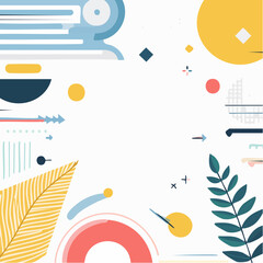 Png abstract creative background in minimal trendy style with copy space for text and modern art shapes - digital collage, horizontal design template for social media and websites