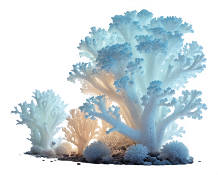 A Captivating Display of Delicate White Coral Structures with Subtle Color Variations and Intricate Branching Patterns