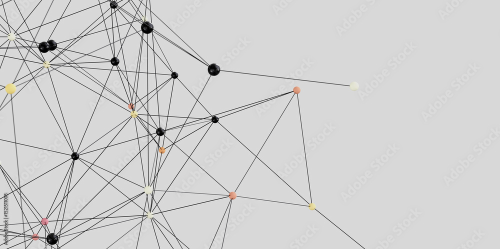 Poster abstract image depicting a network of interconnected nodes. ideal for technology, connectivity, and 