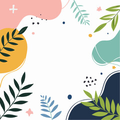 Png abstract creative background in minimal trendy style with copy space for text and modern art shapes - digital collage, horizontal design template for social media and websites