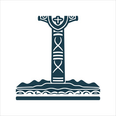 Minimalist Norse Seior Staff Vector Illustration