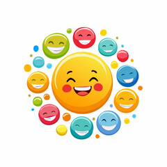 Vector logo design templates, graphic elements, different emotions stickers for advertising, branding, posters and banners, funny cartoon illustrations with smiling