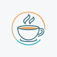 Vector logo and branding design elements, coffee cups, concept simple linear illustration for cafe, menu, banner, print, minimalistic outline icon