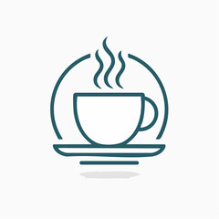 Vector logo and branding design elements, coffee cups, concept simple linear illustration for cafe, menu, banner, print, minimalistic outline icon