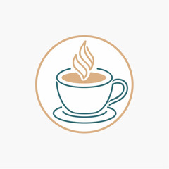 Vector logo and branding design elements, coffee cups, concept simple linear illustration for cafe, menu, banner, print, minimalistic outline icon
