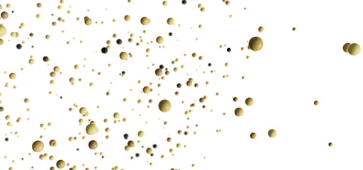 A captivating image of golden spheres scattered on a white backdrop. Ideal for presentations, websites, and design projects.