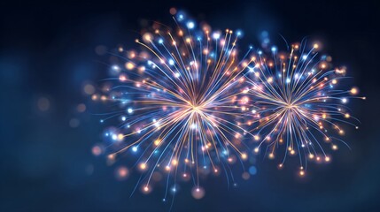Glowing fireworks on dark background, perfect for celebration, event, or festive design