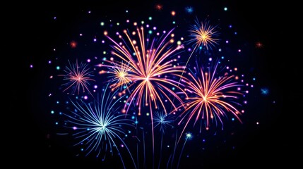 Glowing fireworks on dark background, perfect for celebration, event, or festive design
