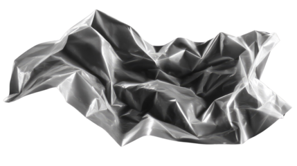 Wrinkled Foil: A captivating studio shot of a crumpled sheet of foil, showcasing its texture, contours, and shadows in elegant monochromatic tones. The artful arrangement emphasizes form and light.