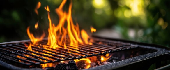 The vibrant flames of a grill igniting flavor in a summer gathering.