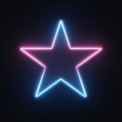 Neon glowing star outline in blue and pink colors on black background, ideal for nightlife, event, or digital design projects