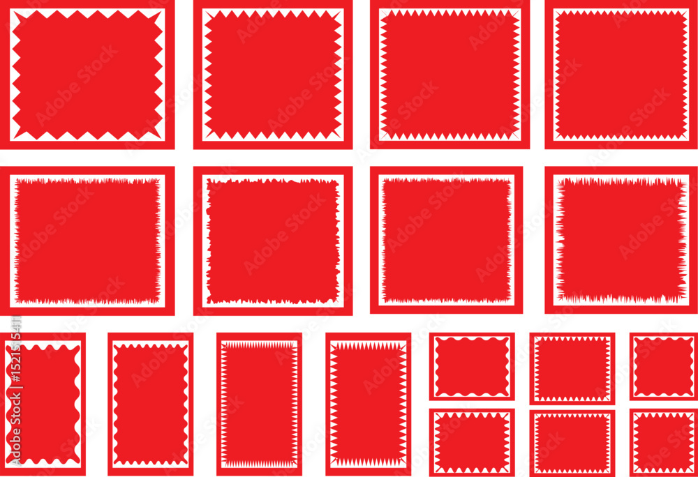 Poster rectangle shape frame with zigzag edge. color rectangle frames with wiggly borders. geometric shapes