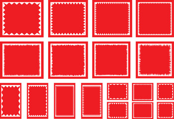 Rectangle shape frame with zigzag edge. Color rectangle frames with wiggly borders. Geometric shapes with scallop and zigzag edges set. Silhouette stickers circle, square, oval and over kalar kalarful
