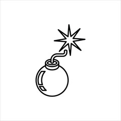 Bomb icon. Bomb line and glyph icon for web design. Exploding bomb weapon vector icon design. Isolated on white background.
