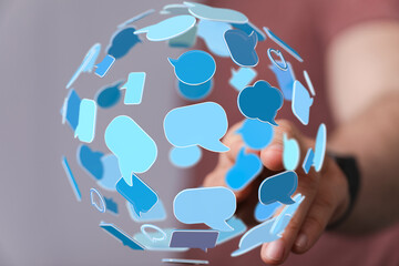 Abstract image depicting a network of communication and ideas. Perfect for technology, social...