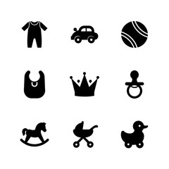 Baby and Kids Toys Silhouette Icons Set