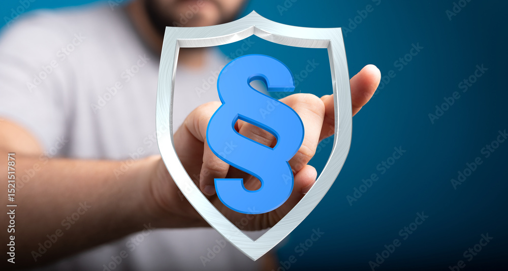 Poster secure your legal rights. this image depicts a paragraph symbol within a protective shield.