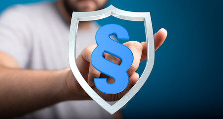 Secure your legal rights.  This image depicts a paragraph symbol within a protective shield.