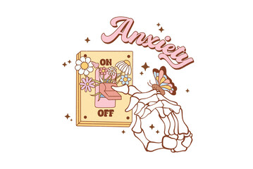 Anxiety On/Off Switch – Skeleton Hand Mental Health   Art Sublimation Design