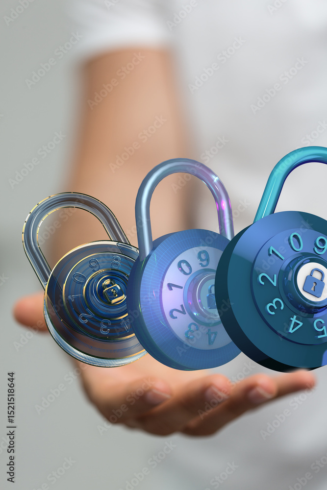 Poster Secure your data with strong passwords and encryption.  Protect against cyber threats.