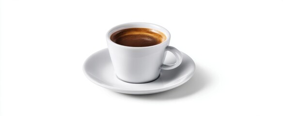 Obraz premium The delightful espresso coffee cup on a minimalist white background