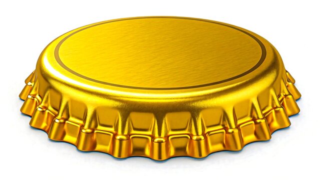 Golden Bottle Cap Detail Closeup Sparkling Shiny Drink Beverage Product