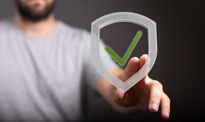 Digital security, data protection, approved, secure, safety, privacy, checkmark, shield,...