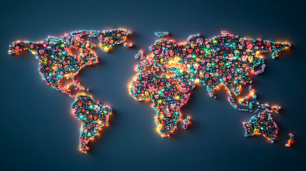 Global Glowing World Map Illustration