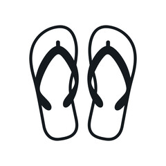 Simple Black and White Vector Illustration of Flip Flops for Summer Beach Vacation and Relaxation on White Background