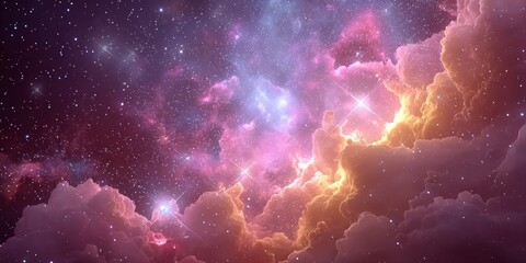 Celestial Dreams A Fiery Nebula with Radiant Pink and Purple Hues Adorning the Cosmic Realm