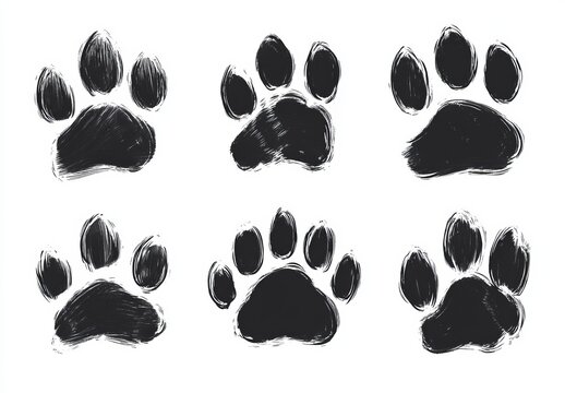 A collection of dog silhouettes is isolated on a white background, representing the Chinese zodiac symbol for the year 2018 in a traditional yet modern sketch illustration