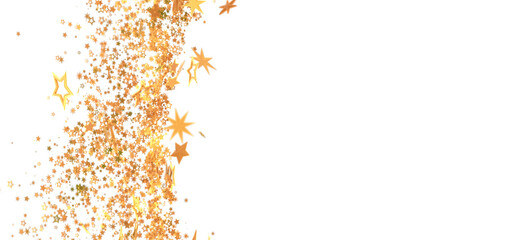 Perfect for holiday designs, this image features a burst of golden stars on a white background. Ideal for cards, banners, and more.