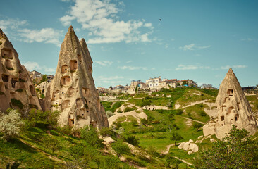 Cave houses in Cappadocia region of Turkey