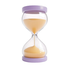 Lavender hourglass with sand isolated on transparent background